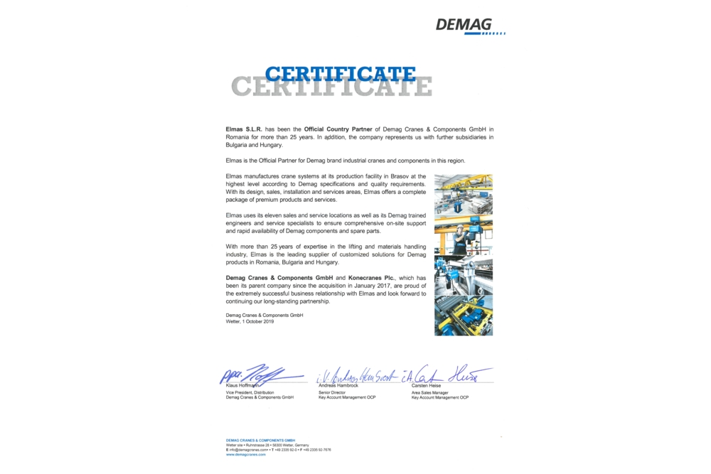 Elmas official country partner of Demag
